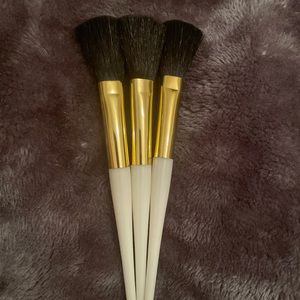 Gold rimed, black Bristle, makeup brushes. 3 for $10